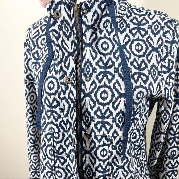 Cali 1850 Linen Blend Lightweight Full Zipper Jacket Artsy Print Medium - Picture 3 of 11